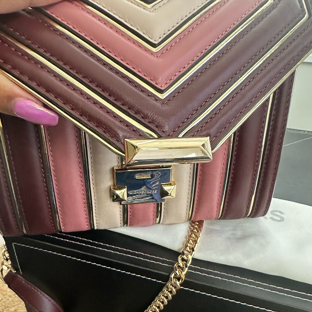 🔥🔥❤️Michael Kors Whitney Colorblock Strip Quilted Handbag